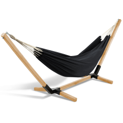 15833 - Amaca in tela nera con supporto in legno Hamac avec support bois et toile noire TAHITI