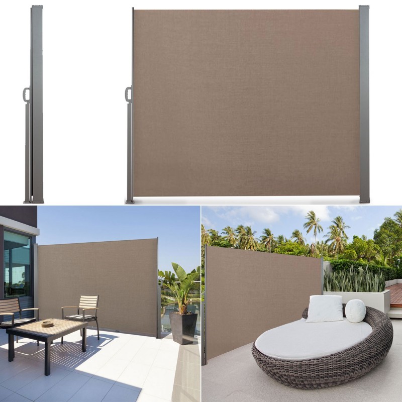 Paravent rétractable 300 x 200 cm store taupe latéral Paravent rétractable 300 x 200 cm store taupe latéral