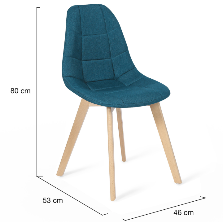 Lot de 4 chaises scandinaves GABY bleues en tissu pour salle à manger Lot de 4 chaises scandinaves GABY bleues en tissu pour salle à manger