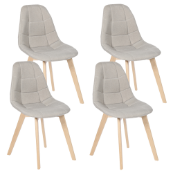 15374 - Beige stoelen in Scandinavische stijl met houten poten Lot de 4 chaises scandinaves GABY beige en tissu pour salle à manger