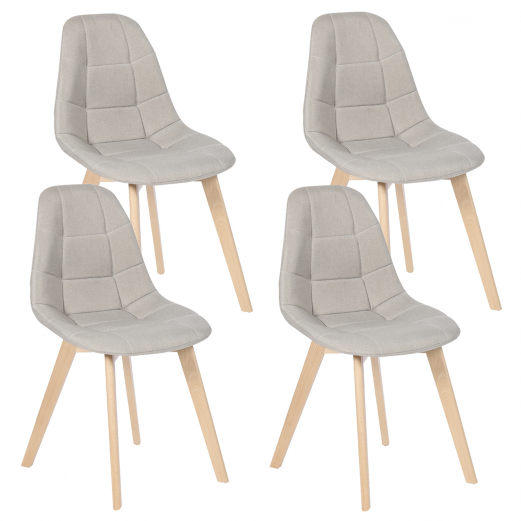 Lot de 4 chaises scandinaves GABY beige en tissu pour salle à manger