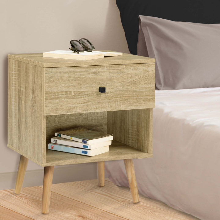 Lot de 2 tables de chevet EMMIE 1 tiroir scandinaves hêtre Lot de 2 tables de chevet EMMIE 1 tiroir scandinaves hêtre