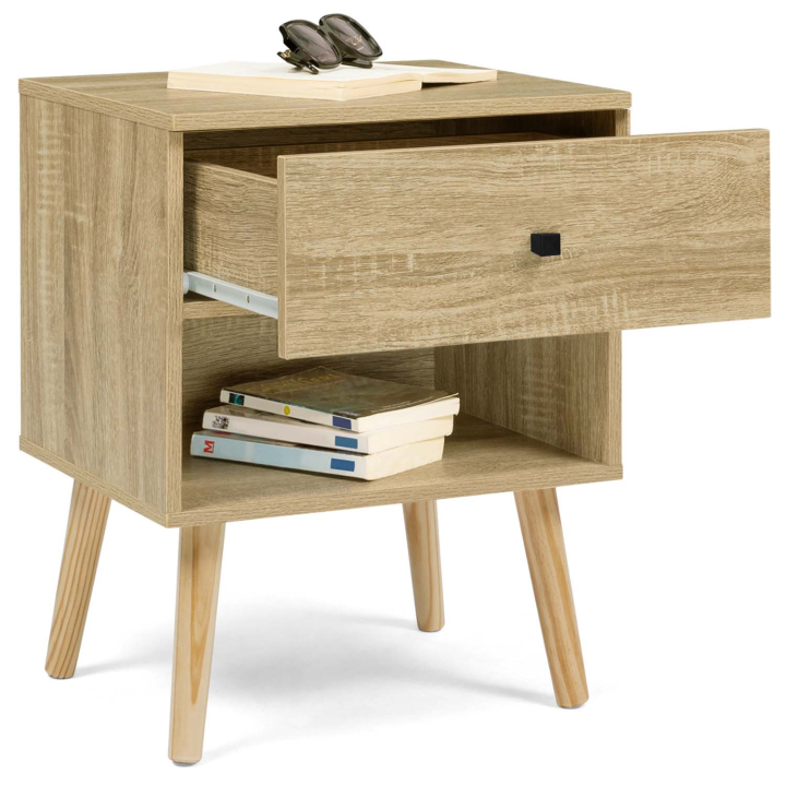 Lot de 2 tables de chevet EMMIE 1 tiroir scandinaves hêtre Lot de 2 tables de chevet EMMIE 1 tiroir scandinaves hêtre