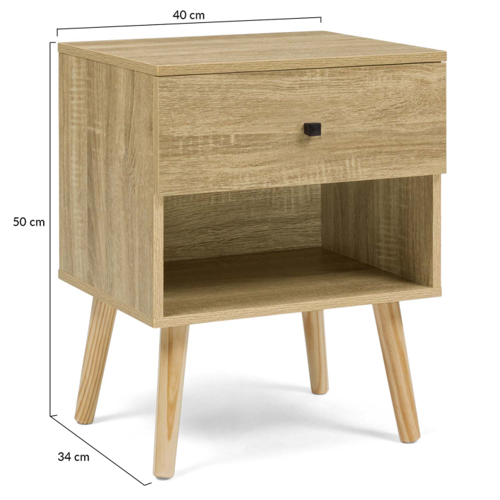 Lot de 2 tables de chevet EMMIE 1 tiroir scandinaves hêtre Lot de 2 tables de chevet EMMIE 1 tiroir scandinaves hêtre