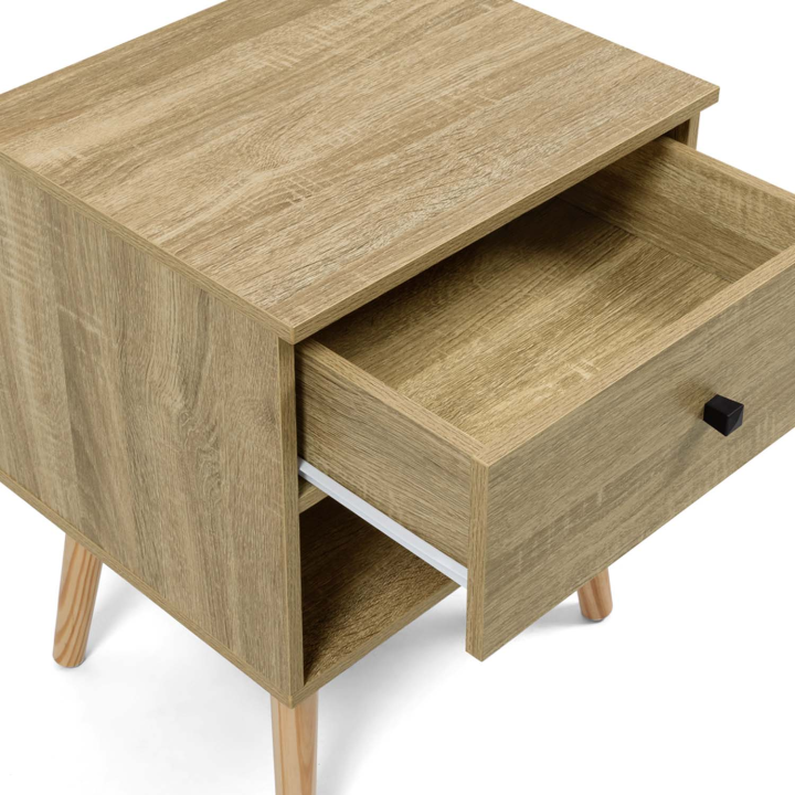 Lot de 2 tables de chevet EMMIE 1 tiroir scandinaves hêtre Lot de 2 tables de chevet EMMIE 1 tiroir scandinaves hêtre