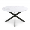 Table basse ALASKA ronde 70 cm plateau effet marbre blanc et pied araignée métal noir