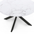 Table basse ALASKA ronde 70 cm plateau effet marbre blanc et pied araignée métal noir