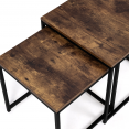 Lot de 2 tables basses gigognes DAYTON 40/45 plateau épais effet vieilli design industriel