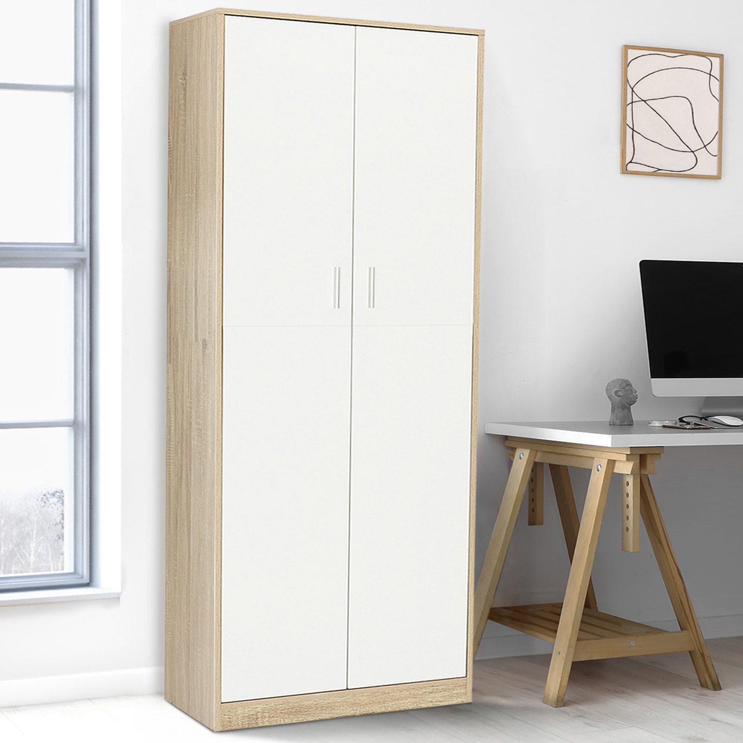 Woodroom Oslo Secrétaire Armoire De Bureau En Pin Massif Gris - Style Maison De Campagne