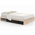 Cadre de lit SALEM avec rangements et sommier 140 x 190 cm bois et noir