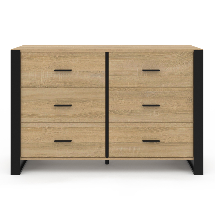 Commode 6 tiroirs ONYX 115 cm bois et noir Commode 6 tiroirs ONYX 115 cm bois et noir