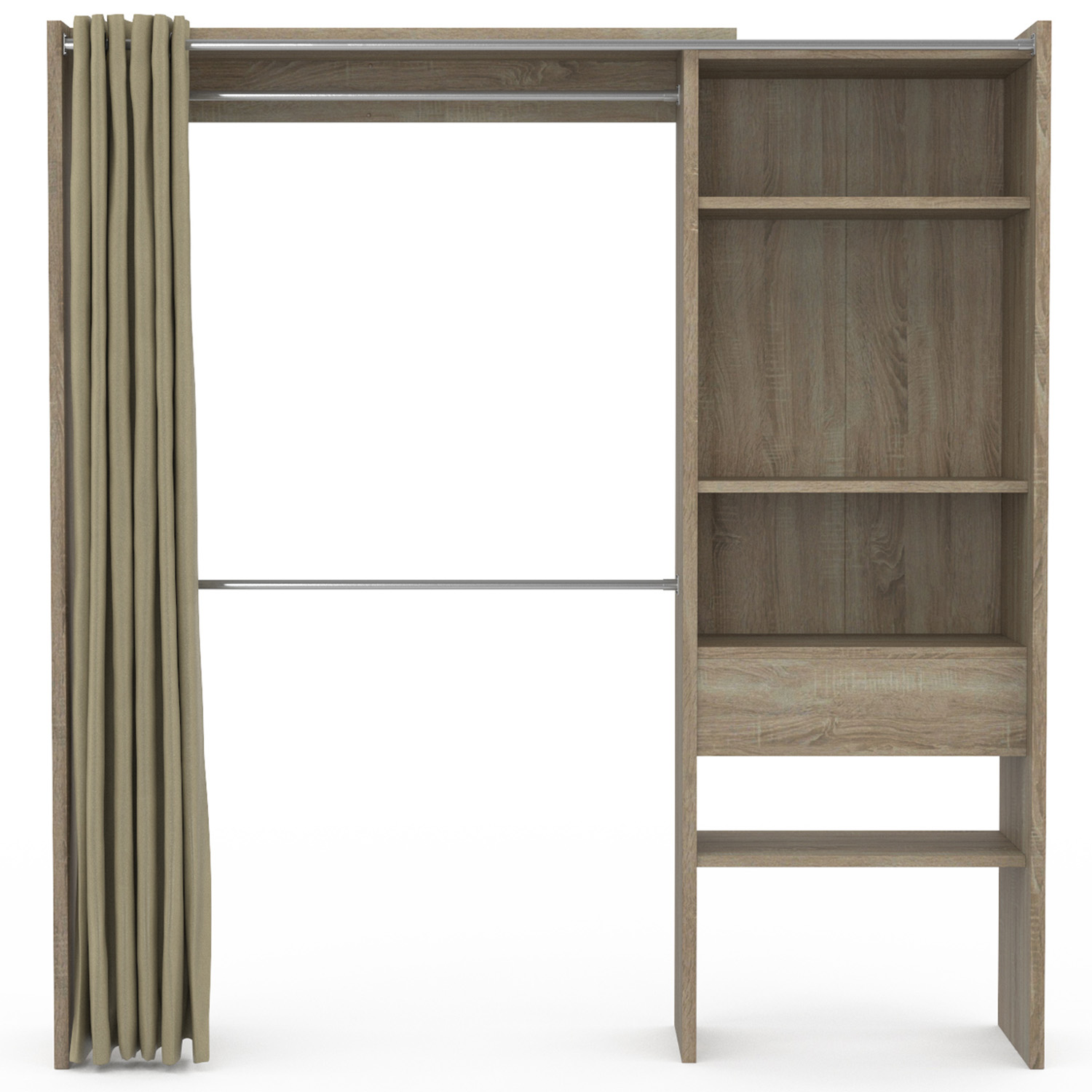 Dressing extensible pas cher coloris hêtre double penderie MARTY ID