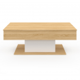 Table basse plateau relevable EDEN bois et blanc