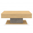 Table basse plateau relevable EDEN bois et effet béton