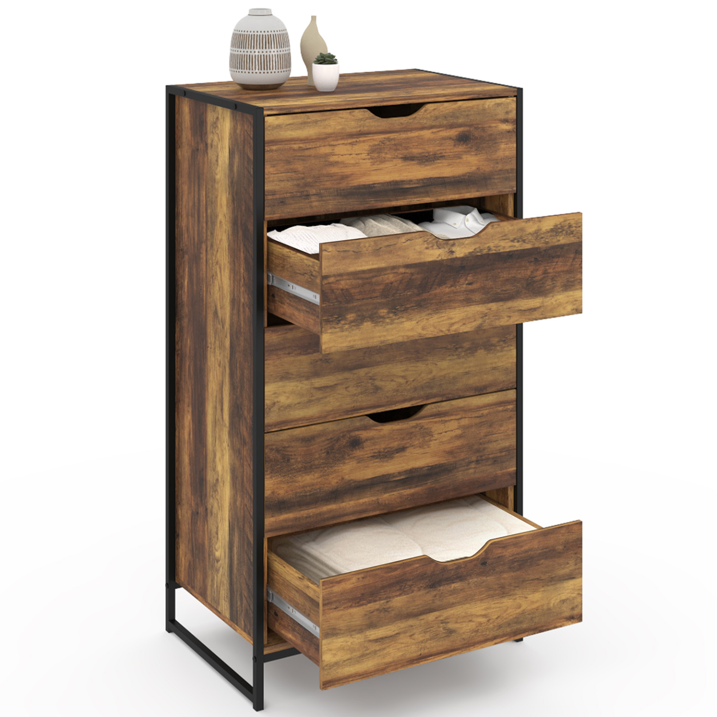 Commode Rangement 60cm Commode 5 Tiroirs Detroit - Style Industriel Pour Chambre Et Salon Commode Detroit