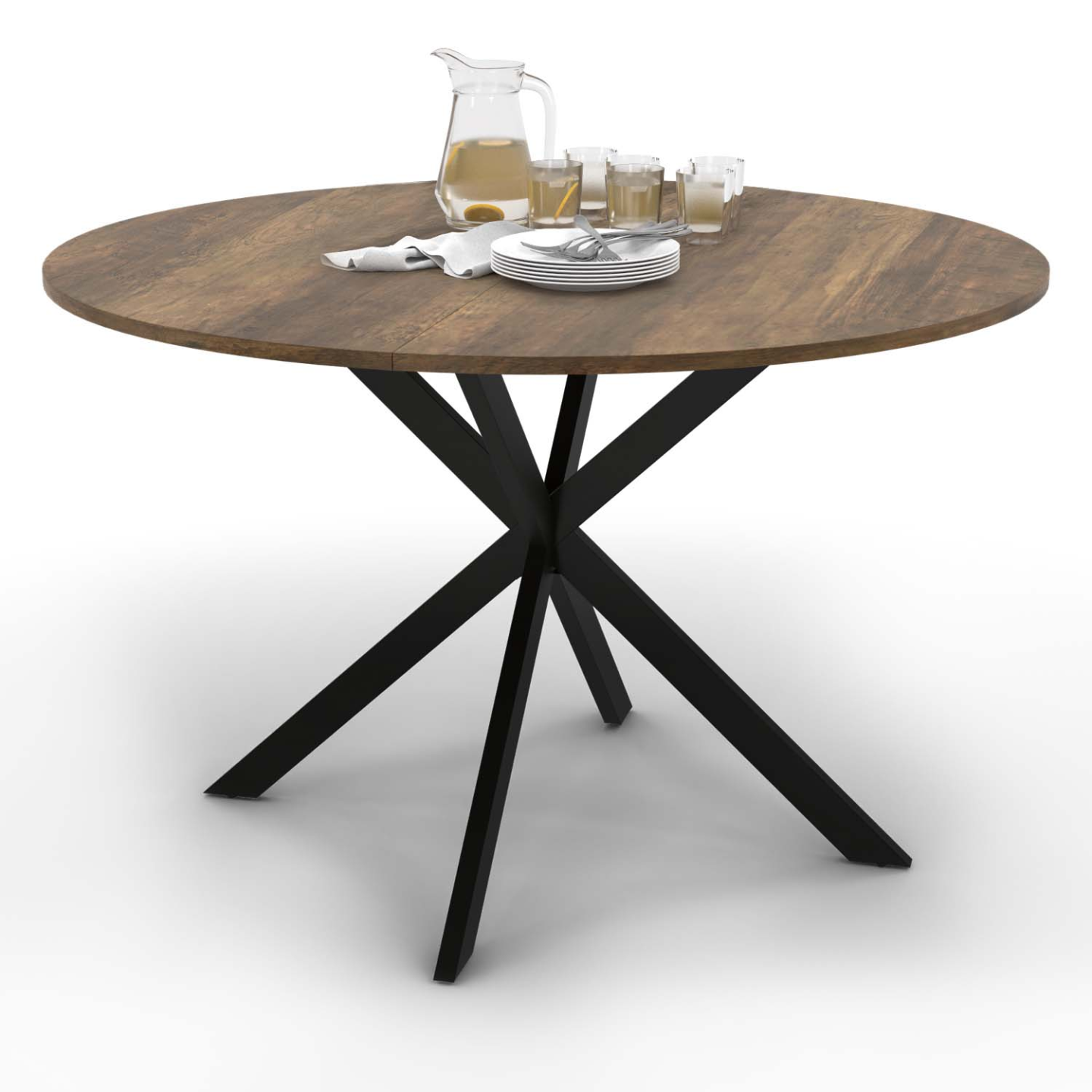 Table ronde 120 cm avec plateau en verre - VIKO