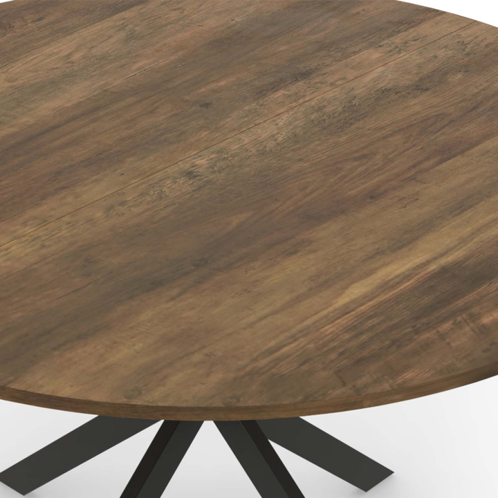 Table à manger ronde ALIX plateau HAWKINS 4-6 personnes pied araignée bois foncé et noir Table à manger ronde ALIX plateau HAWKINS 4-6 personnes pied araignée bois foncé et noir