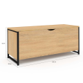 Meuble Rangement Vinyles DETROIT 100cm - Style Industriel Bois & Noir - Buffet Présentoire Pour Collection