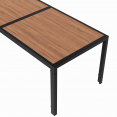 Salon de jardin NOUMEA table 190 cm plateau effet bois et 8 chaises empilables noir et bois
