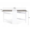 Table console pliable EDI 2-6 personnes avec rangements blanc plateau effet béton 150 x 80 cm