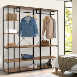 IDMarket - Mobile TV HAWKINS 140 Cm, 2 Ante, Design Industriale In Legno Scuro E Metallo