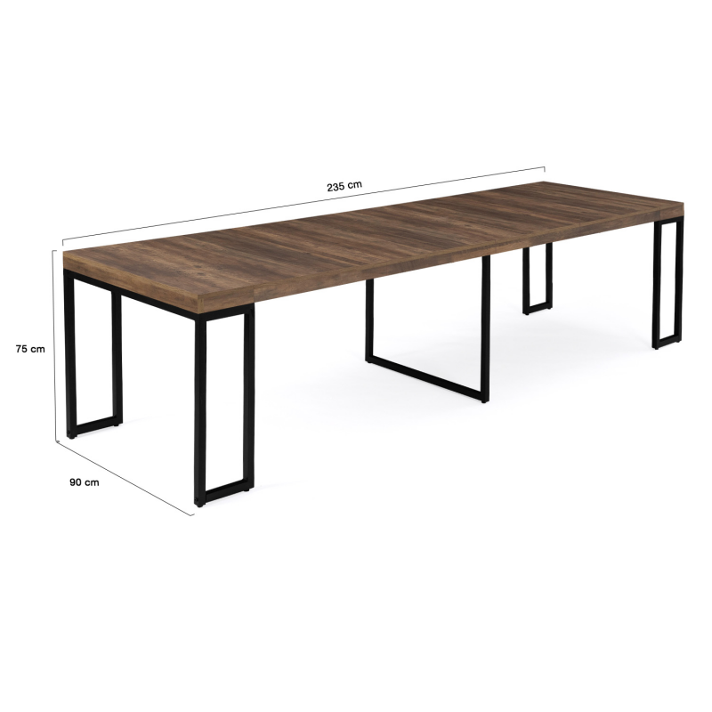 Table industrielle extensible bois foncé 10 personnes TORONTO ID Market