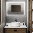 Miroir rectangulaire LED système anti-buée pour salle de bain 80x60 cm