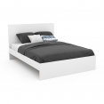 Lit double OMAHA avec tête de lit et sommier 140 x 190 cm blanc