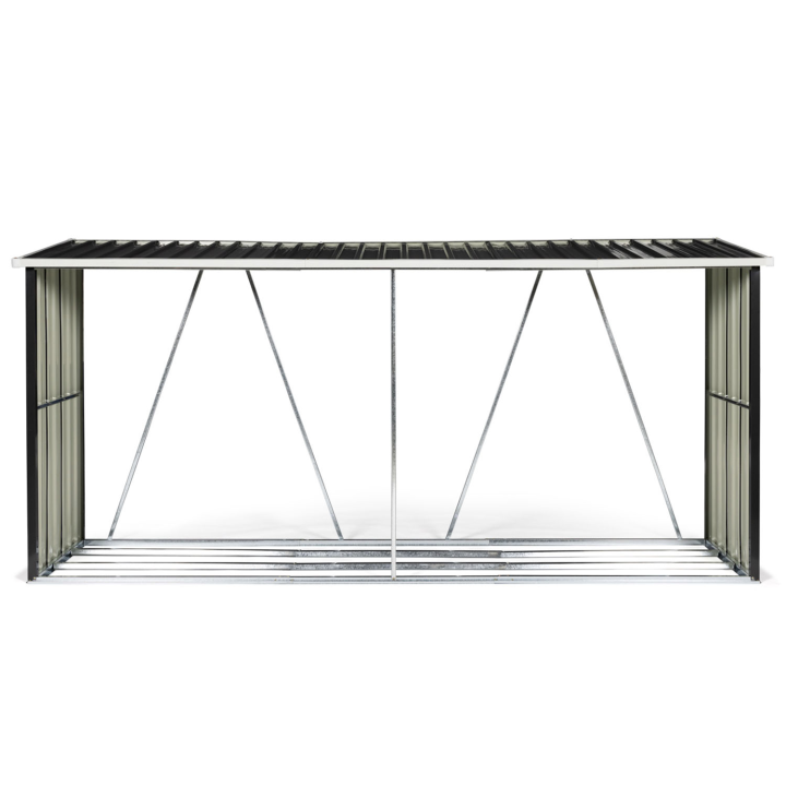 Abri de stockage 4 m³ gris en acier galvanisé pour bûches Abri de stockage 4 m³ gris en acier galvanisé pour bûches