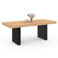 Table à manger extensible rectangle VITO 6-10 personnes bois et noir 160-200 cm 