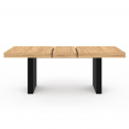 Table à manger extensible rectangle VITO 6-10 personnes bois et noir 160-200 cm 