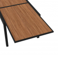 Salon de jardin MOOREA extensible table 135/270 cm plateau effet bois et 12 chaises empilables noir et bois