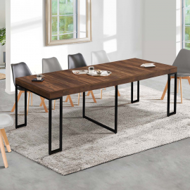 Table console extensible TORONTO 10 personnes 235 cm bois foncé design industriel