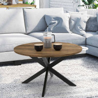 Mesa de centro cuadrada con pata de araña 70 cm madera y negro - ALIX