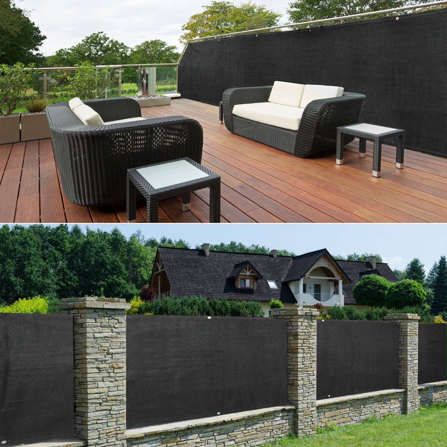 Brise-vue Extérieur Noir 1,2x15,2 M - Maille Intimité Jardin Et Clôture