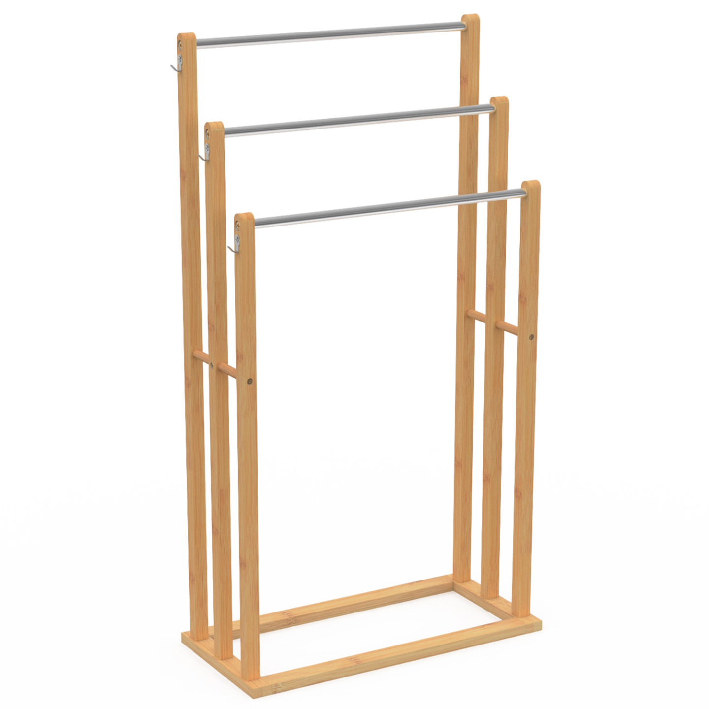 Porte-Serviettes 3 Niveaux DETROIT - Design Industriel Bois & Noir, Gain De Place Salle De Bain