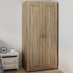 16111 - Beuken kast met 2 deuren en legplanken Armoire 2 portes VITO bois et noir penderie 80 cm avec étagères rangement maxi capacité