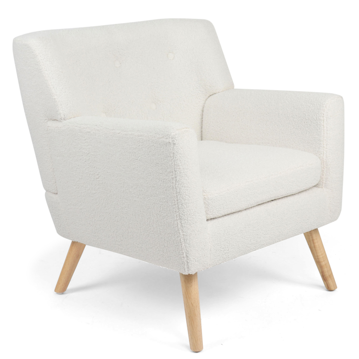 Fauteuil scandinave LIV en tissu bouclette blanc Fauteuil scandinave LIV en tissu bouclette blanc