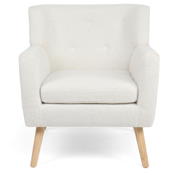 Fauteuil scandinave LIV en tissu bouclette blanc Fauteuil scandinave LIV en tissu bouclette blanc