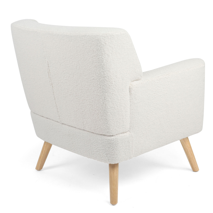 Fauteuil scandinave LIV en tissu bouclette blanc Fauteuil scandinave LIV en tissu bouclette blanc