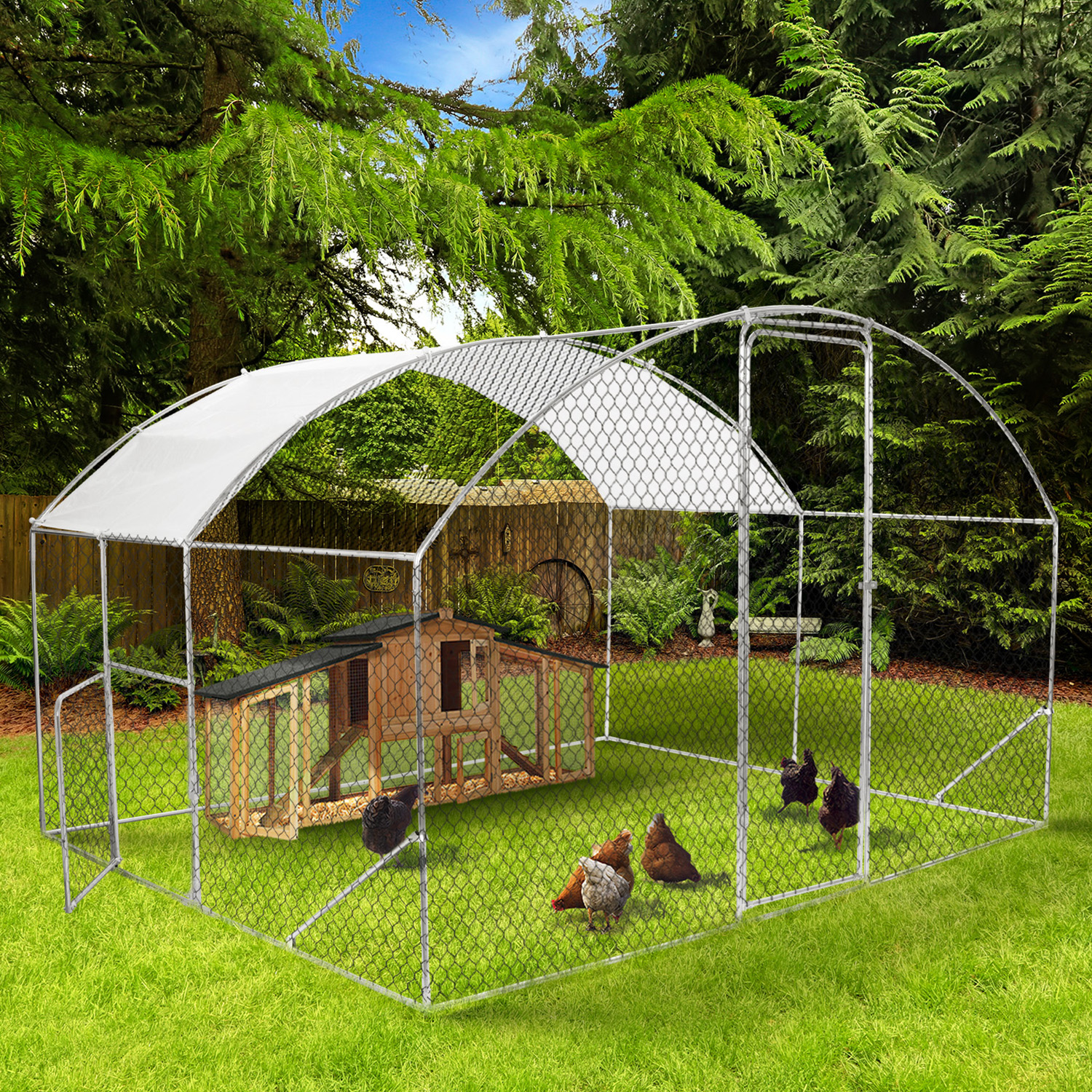 Enclos poulailler 7,5 m 2 avec toit dôme