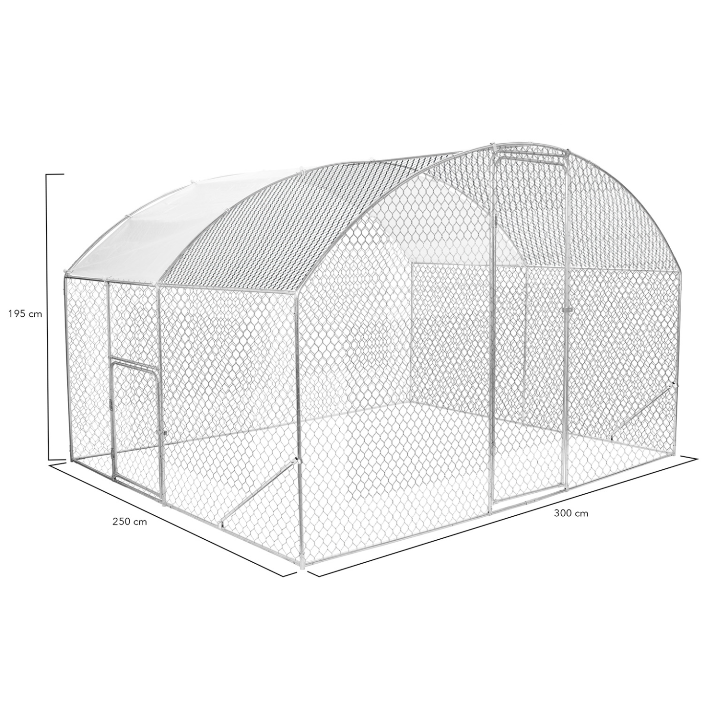IDMarket - Houder voor kippenhok, koepel, 22,5 m², 3 x 7,5 m, met zijdeur