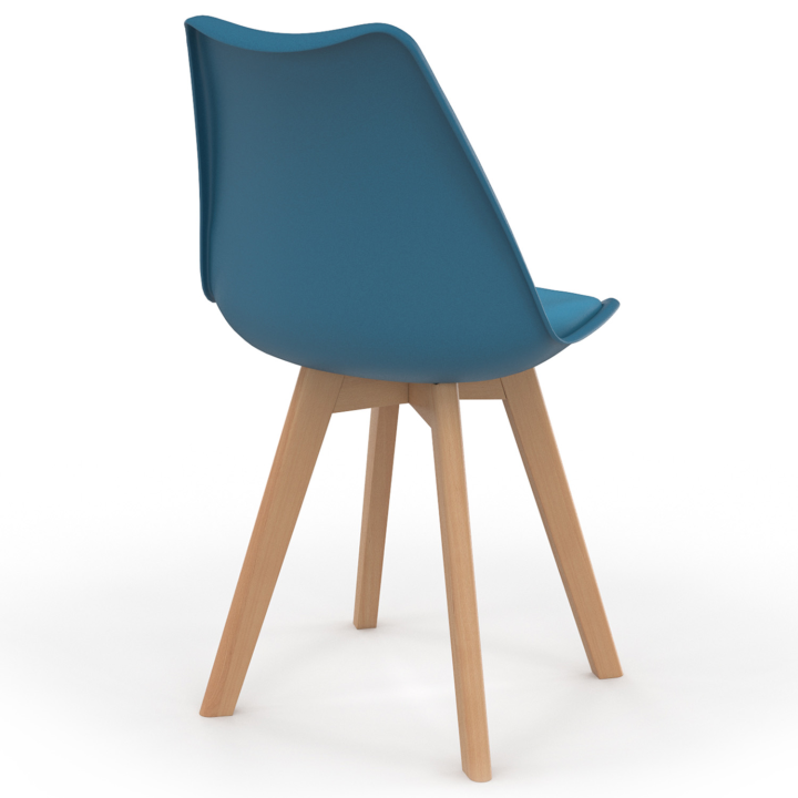Lot de 6 chaises scandinaves SARA bleu canard pour salle à manger Lot de 6 chaises scandinaves SARA bleu canard pour salle à manger