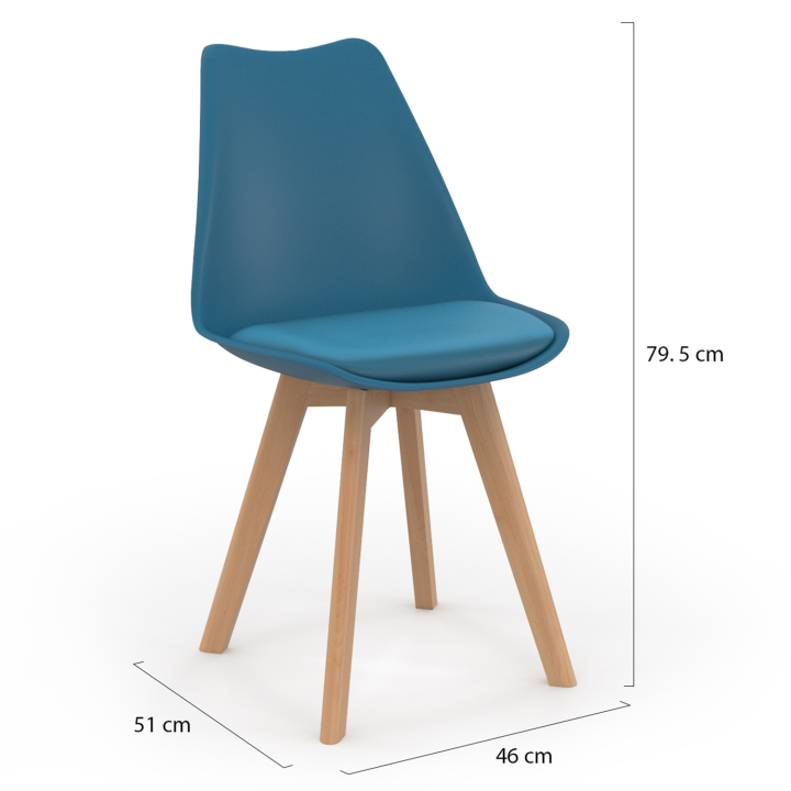 Lot de 6 chaises scandinaves SARA bleu canard pour salle à manger Lot de 6 chaises scandinaves SARA bleu canard pour salle à manger