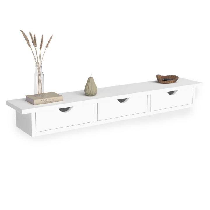 Etagère murale console d'entrée LISE 3 tiroirs blanche Etagère murale console d'entrée LISE 3 tiroirs blanche