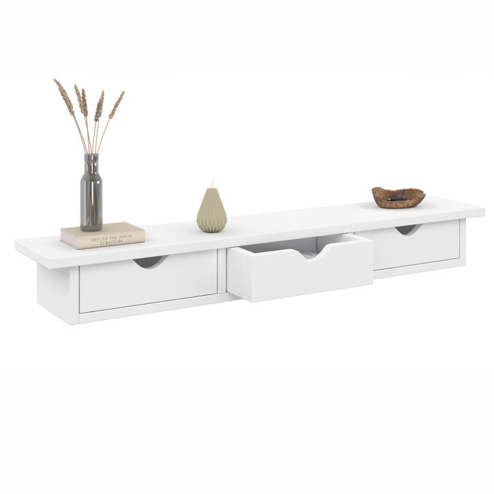 Etagère murale console d'entrée LISE 3 tiroirs blanche Etagère murale console d'entrée LISE 3 tiroirs blanche
