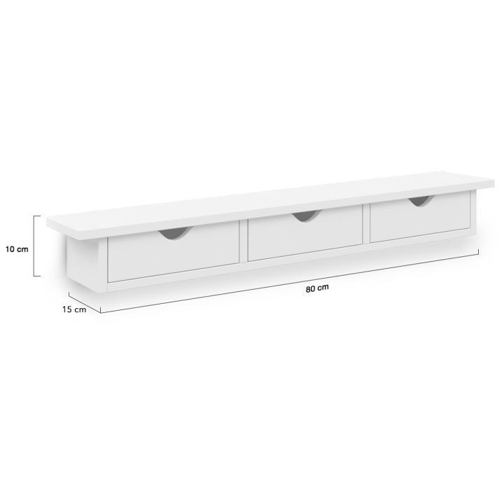 Etagère murale console d'entrée LISE 3 tiroirs blanche Etagère murale console d'entrée LISE 3 tiroirs blanche