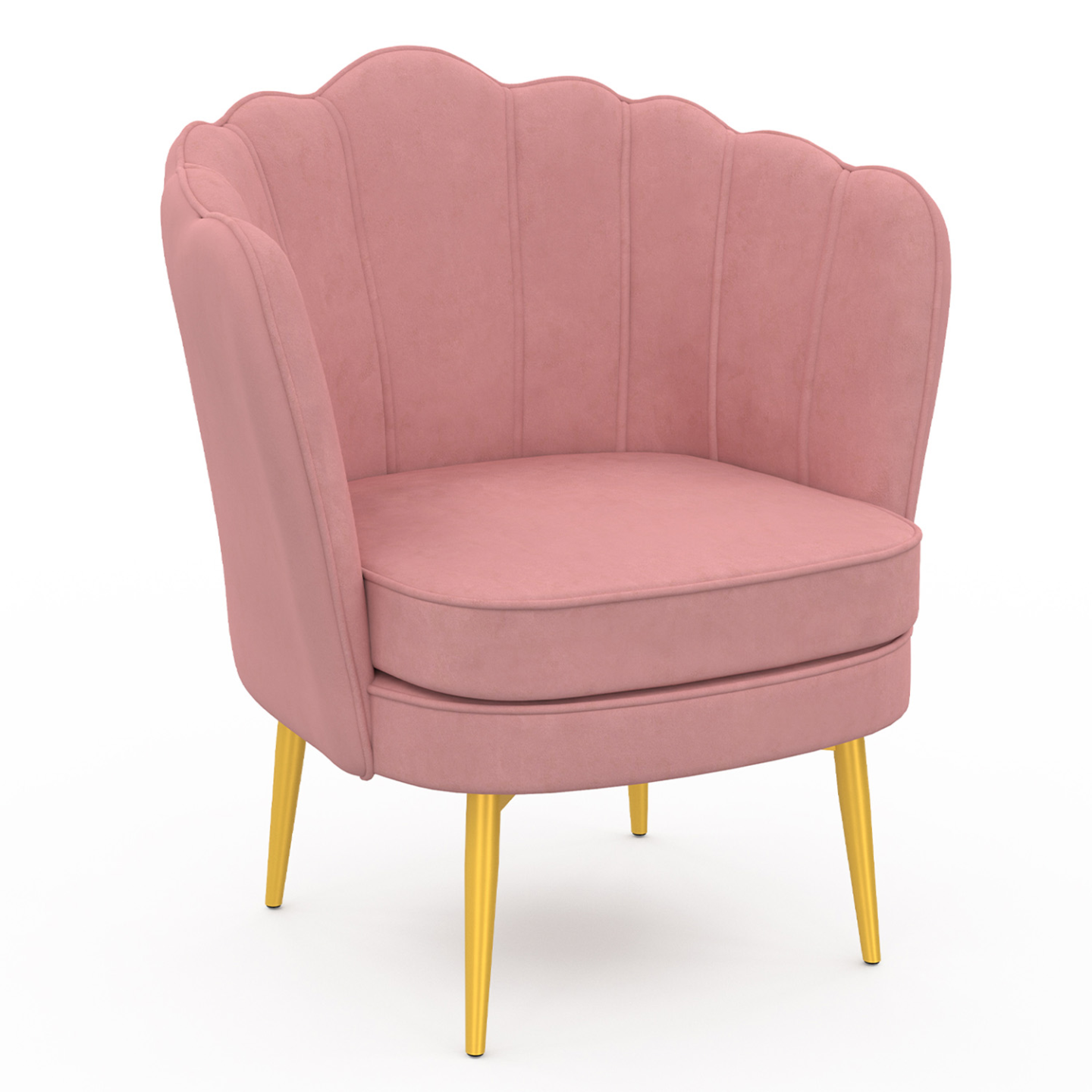 Roze fluwelen schelp fauteuil met gouden poten - ADELLA | Zen Cart ...
