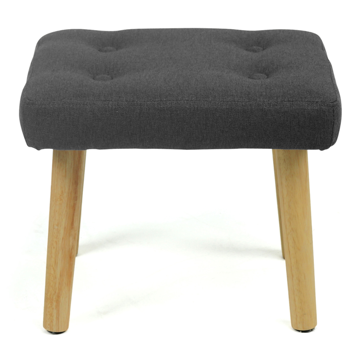 Fauteuil scandinave LIV avec repose pieds en tissu gris anthracite