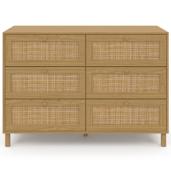 Console 1 Tiroir HANAE Effet Cannage Naturel - Longueur 90cm, Hauteur 85cm - Meuble D'entrée, Salon, Chambre, Style Bohème Chic